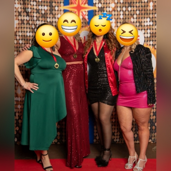 Lulu's Glittering Maroon Wide-Leg Pants And Top- This set is NOT Silver-see pics - Picture 3 of 3